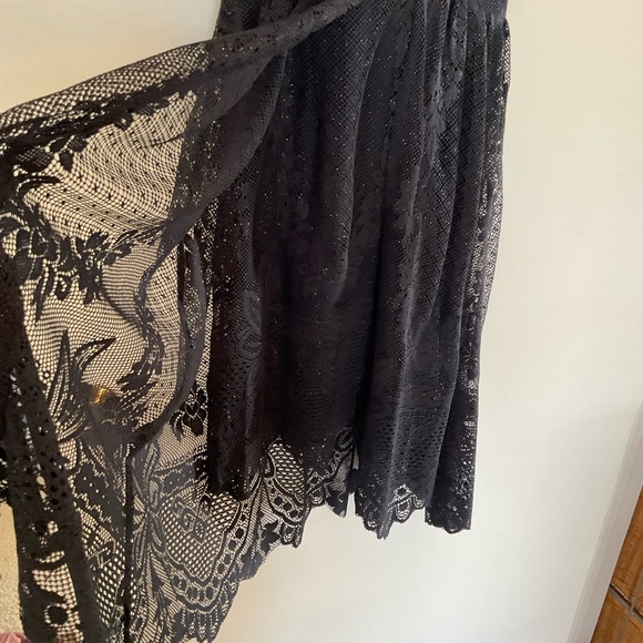 Free People Kristal Metallic Lace Fit and Flare Black Tank Mini Dress in Size 0 - Picture 7 of 12